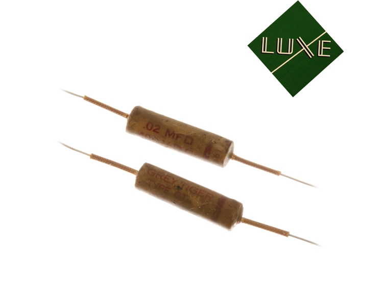 1952-1956 Grey Tiger Matched Pair of Wax Impregnated .02mF Capacitors