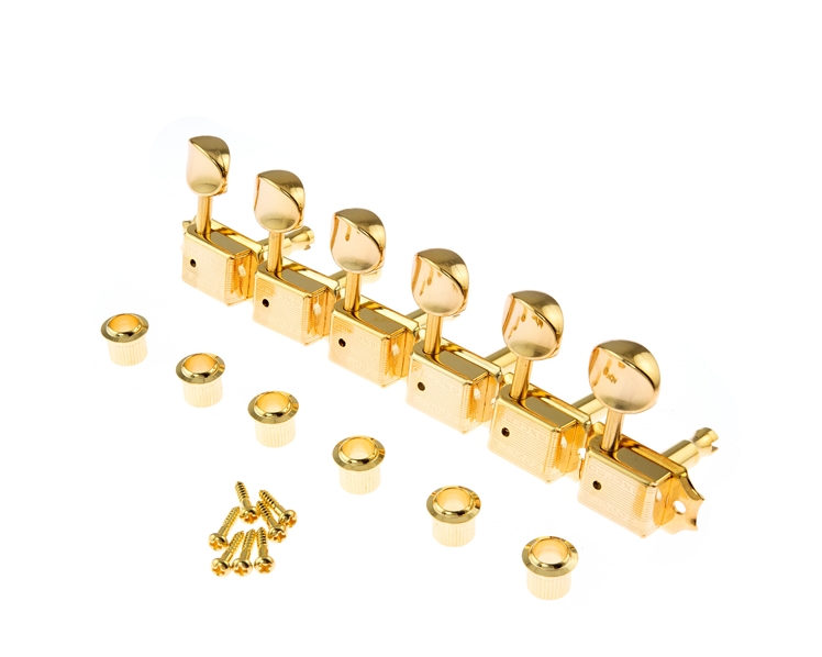 Kluson 6 In Line Set Of Tuners Double Line Right Handed Gold