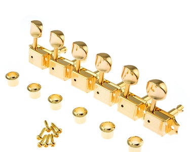 Kluson 6 In Line Set Of Tuners Double Line Right Handed Gold